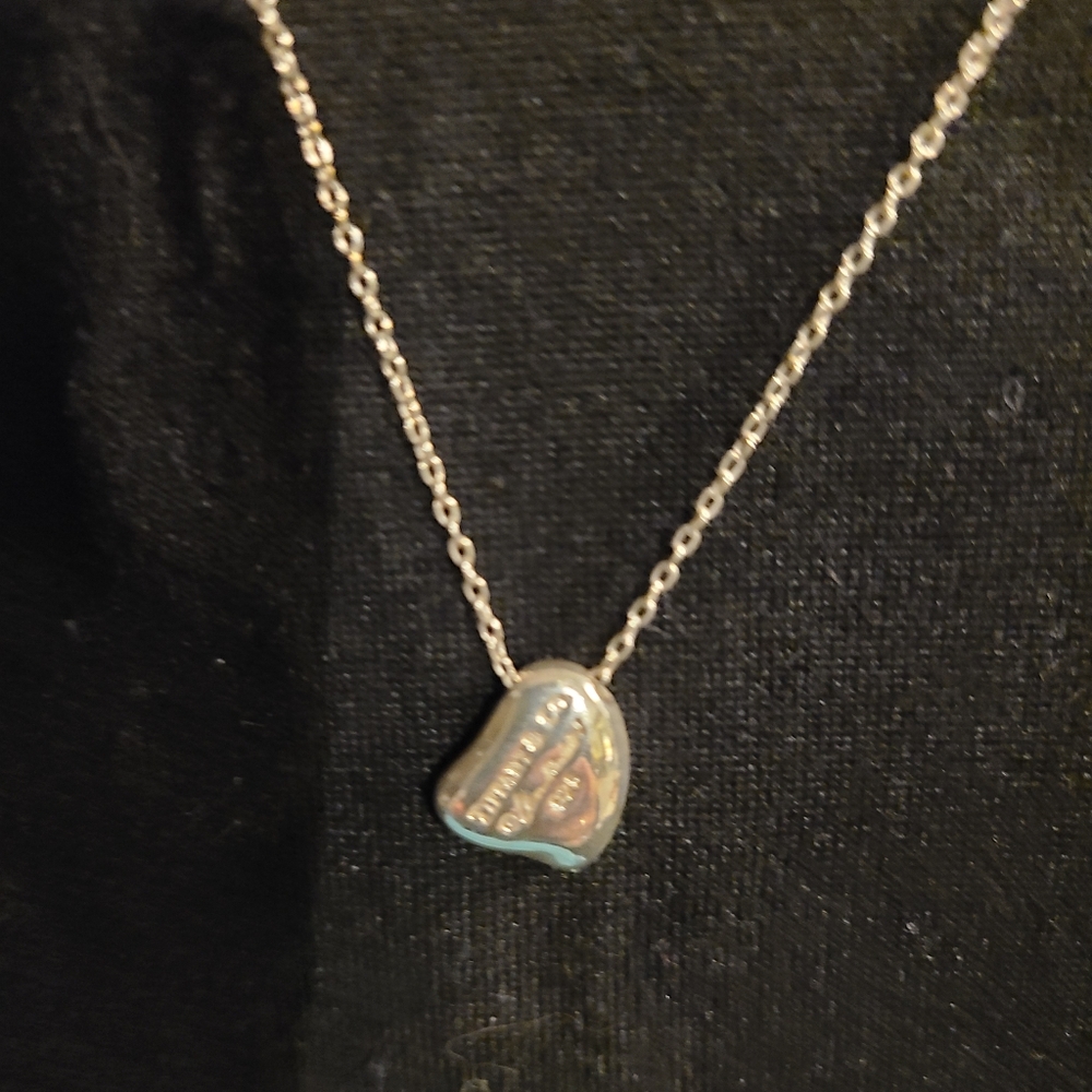 Tiffany & Co. Silver Engraved Heart Pendant Necklace